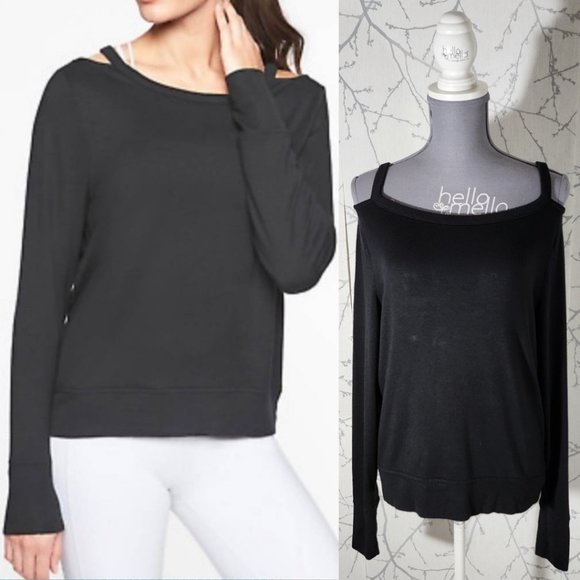 Athleta Black Modal Blend Cutout Neck Sweatshirt - Picture 1 of 4